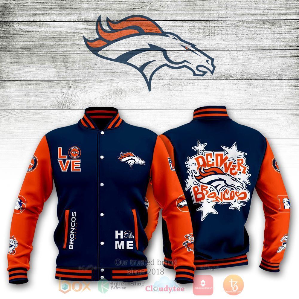Denver Broncos Navy Blue Orange - AOP Varsity Jacket - All-Over-Printed Jacket
