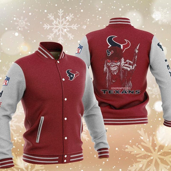 Houston Texans Red Iron Maiden - AOP Varsity Jacket - All-Over-Printed Jacket