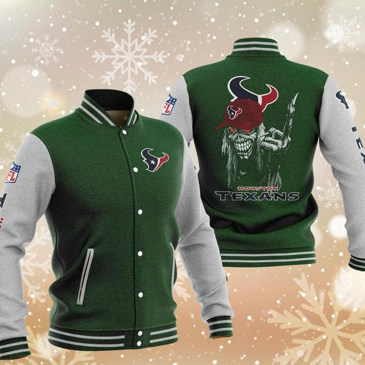 Houston Texans Green Iron Maiden - AOP Varsity Jacket - All-Over-Printed Jacket