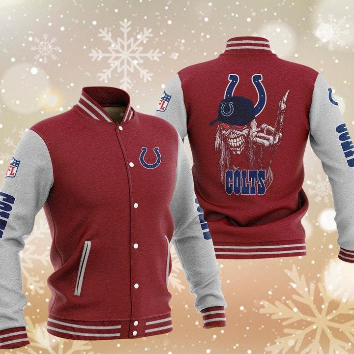 Indianapolis Colts Red Iron Maiden - AOP Varsity Jacket - All-Over-Printed Jacket