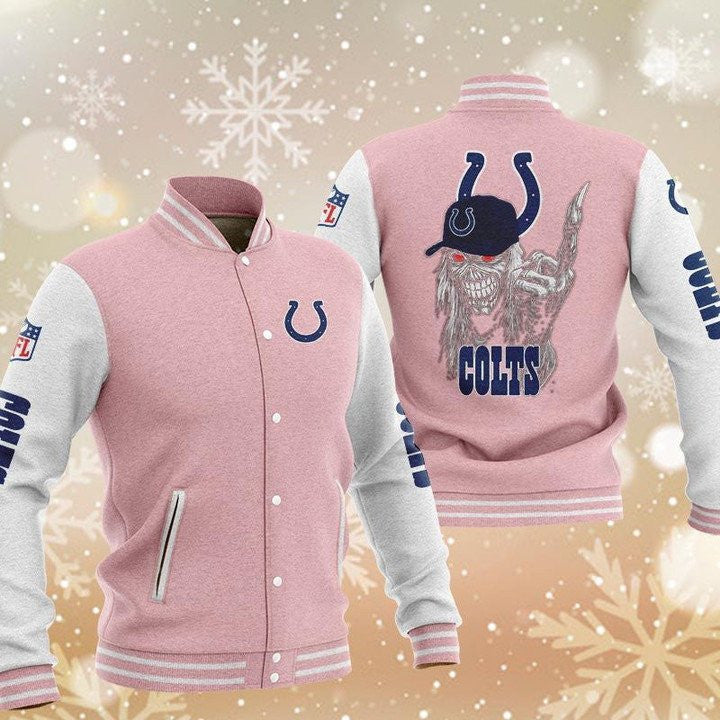 Indianapolis Colts Pink Iron Maiden - AOP Varsity Jacket - All-Over-Printed Jacket