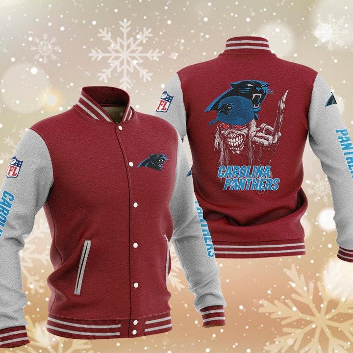 Carolina Panthers Red Iron Maiden - AOP Varsity Jacket - All-Over-Printed Jacket