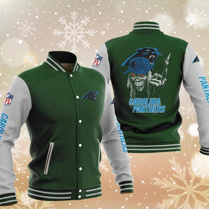 Carolina Panthers Green Iron Maiden - AOP Varsity Jacket - All-Over-Printed Jacket