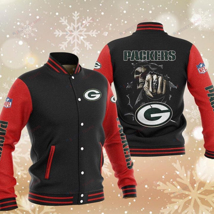 Green Bay Packers Black Red Hades Boxing - AOP Varsity Jacket - All-Over-Printed Jacket