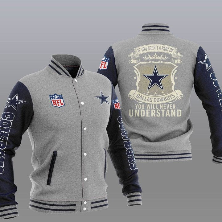 Dallas Cowboys Grey You Will Never Understand - AOP Varsity Jacket - All-Over-Printed Jacket