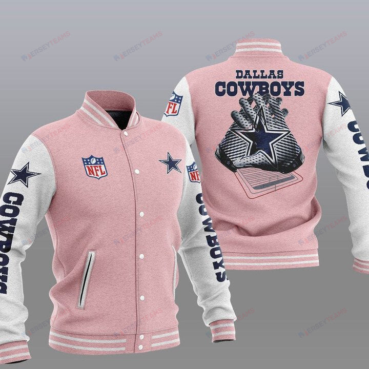 Dallas Cowboys Pink 2 Hand - AOP Varsity Jacket - All-Over-Printed Jacket