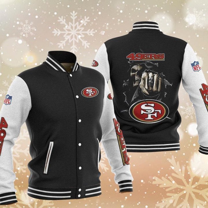 San Francisco 49ers Skull Boxing Black - AOP Varsity Jacket - All-Over-Printed Jacket