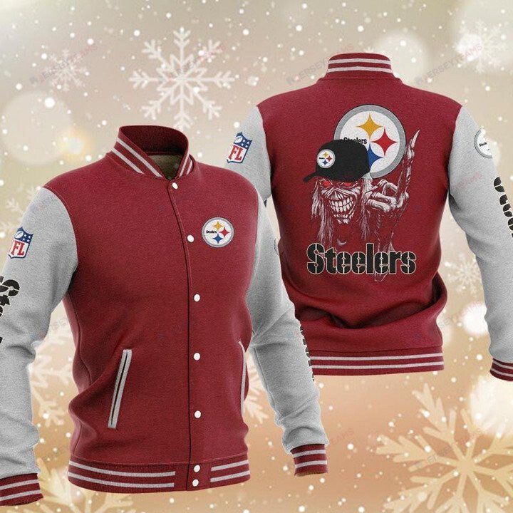 Pittsburgh Steelers Maiden Red Grey - AOP Varsity Jacket - All-Over-Printed Jacket