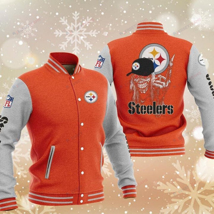 Pittsburgh Steelers Maiden Orange Grey - AOP Varsity Jacket - All-Over-Printed Jacket