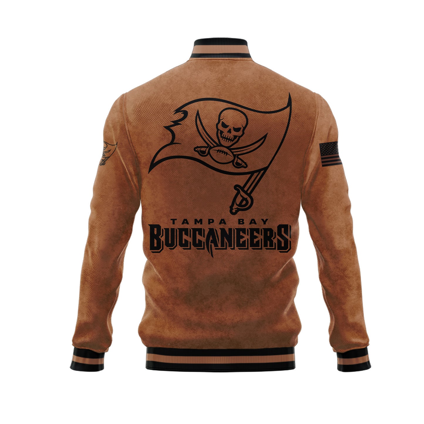 Tampa Bay Buccaneers 2023 Salute To Service Club Baseball Jacket Varsity Jacket - Brown - All-Over-Printed Jacket