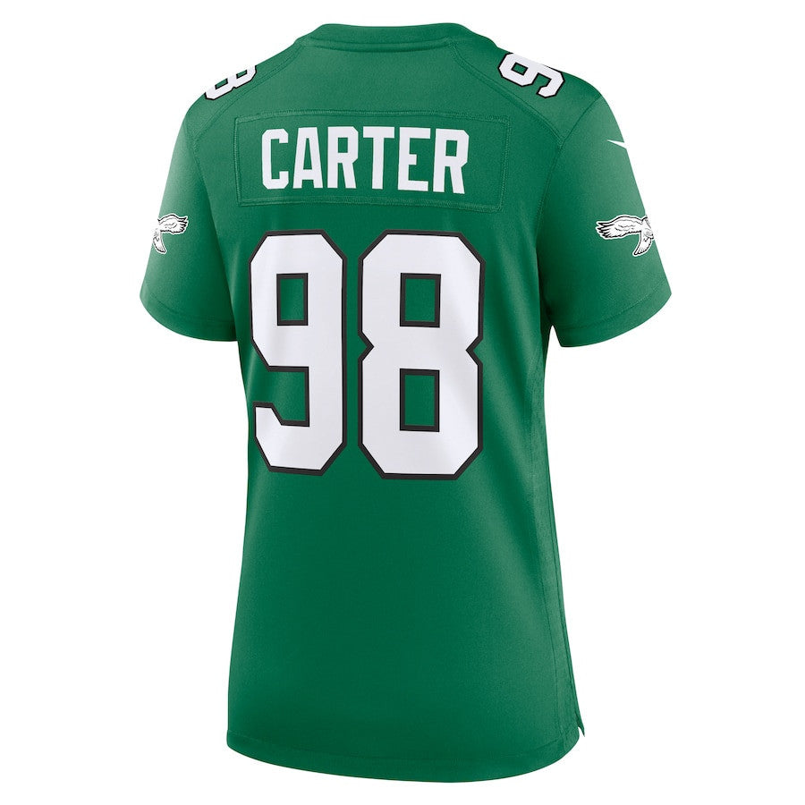Jalen Carter 98 Philadelphia Eagles Women Alternate Game Jersey - Kelly Green