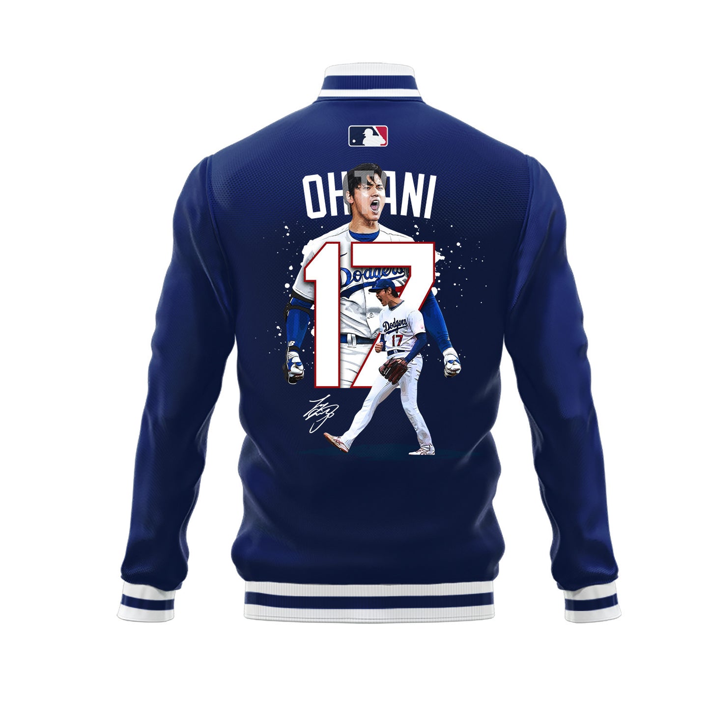Shohei Ohtani 17 Los Angeles Dodgers Name & Number Signed Baseball Jacket - Royal - All-Over-Printed Jacket