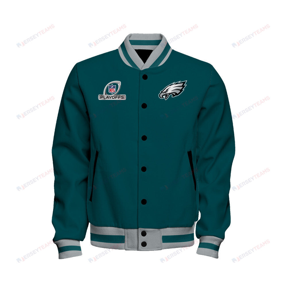 Philadelphia Eagles Fly Eagles Fly 2023 NFL Playoffs Baseball Jacket - Midnight Green - All-Over-Printed Jacket