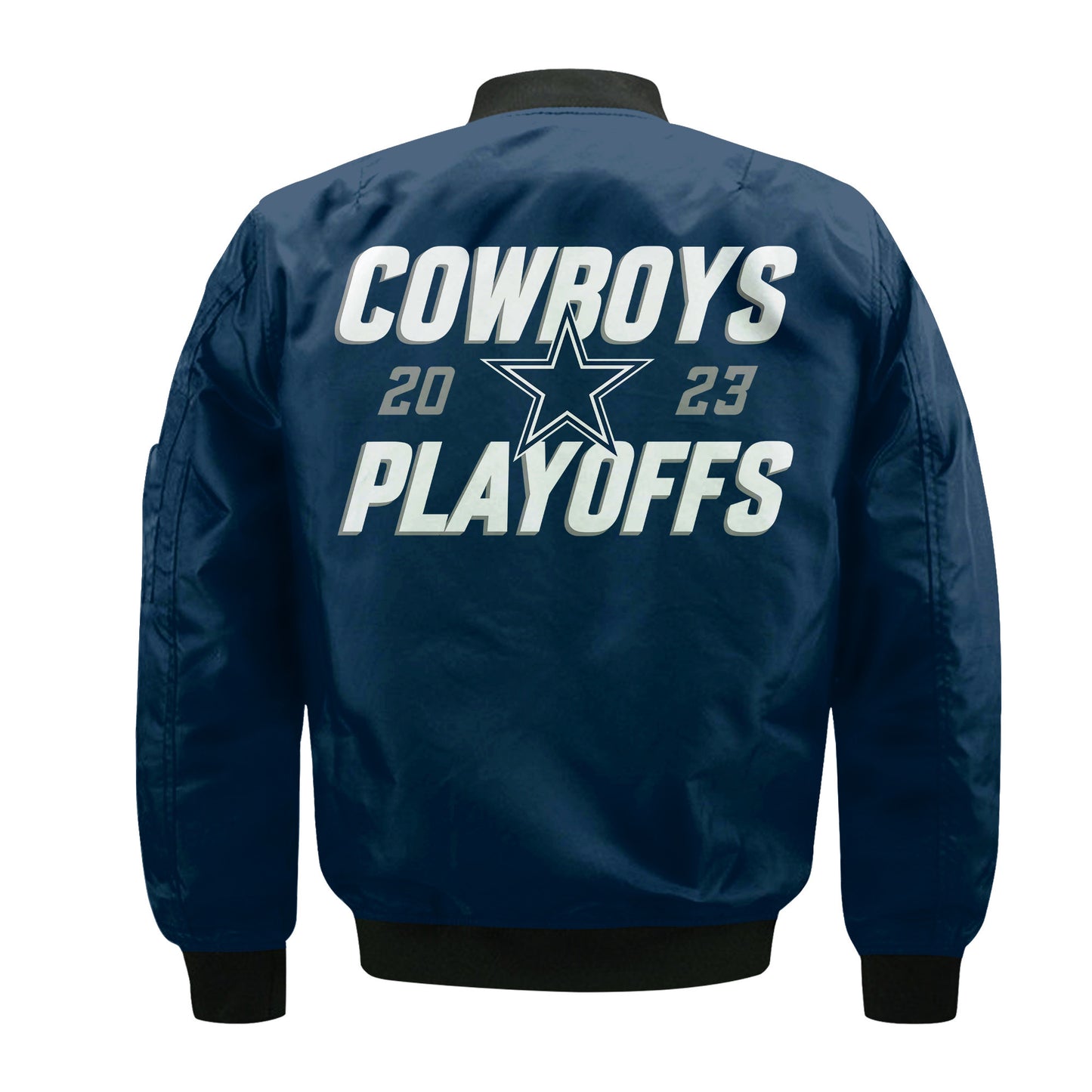 Dallas Cowboys 2023 NFL Playoffs Iconic Baseball Jacket - Navy - All-Over-Printed Jacket