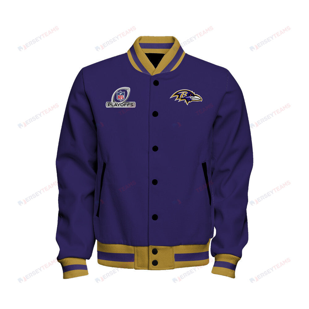 Baltimore Ravens 2023 AFC North Champions It's A Lock Baseball Jacket - Purple - All-Over-Printed Jacket