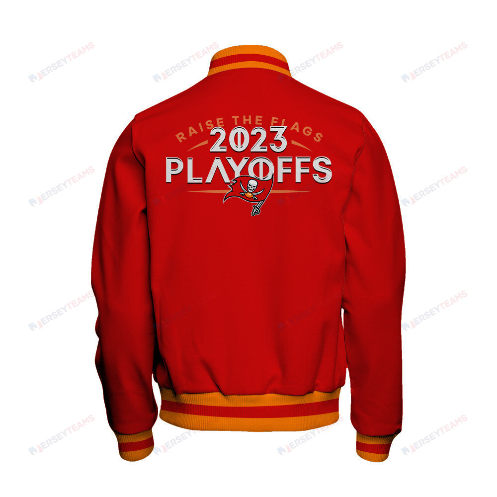 Tampa Bay Buccaneers Raise The Flags 2023 Playoffs Baseball Jacket - Red - All-Over-Printed Jacket