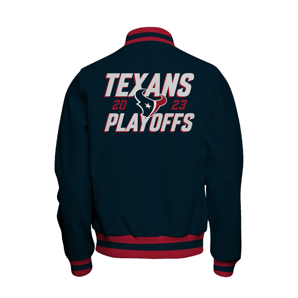 Houston Texans 2023 Playoffs Iconic Baseball Jacket - Navy - All-Over-Printed Jacket