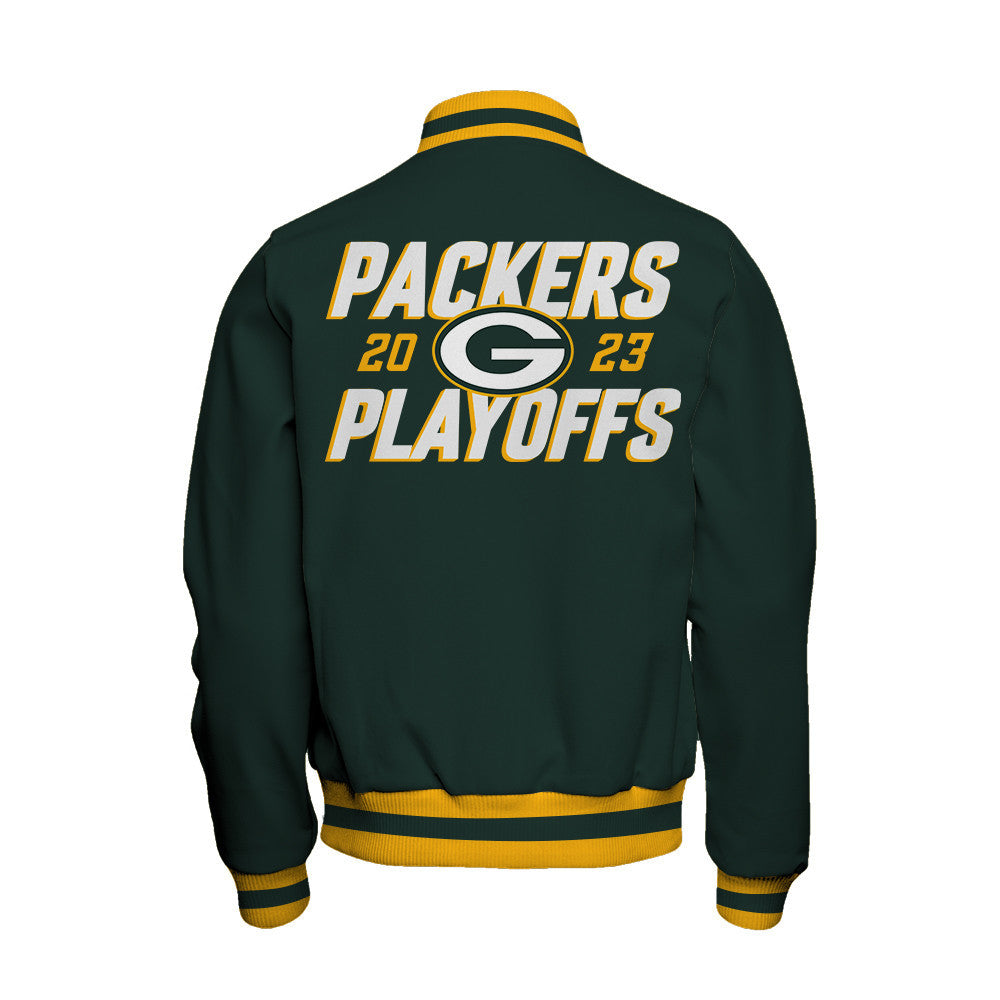 Green Bay Packers 2023 Playoffs Iconic Baseball Jacket - Green - All-Over-Printed Jacket