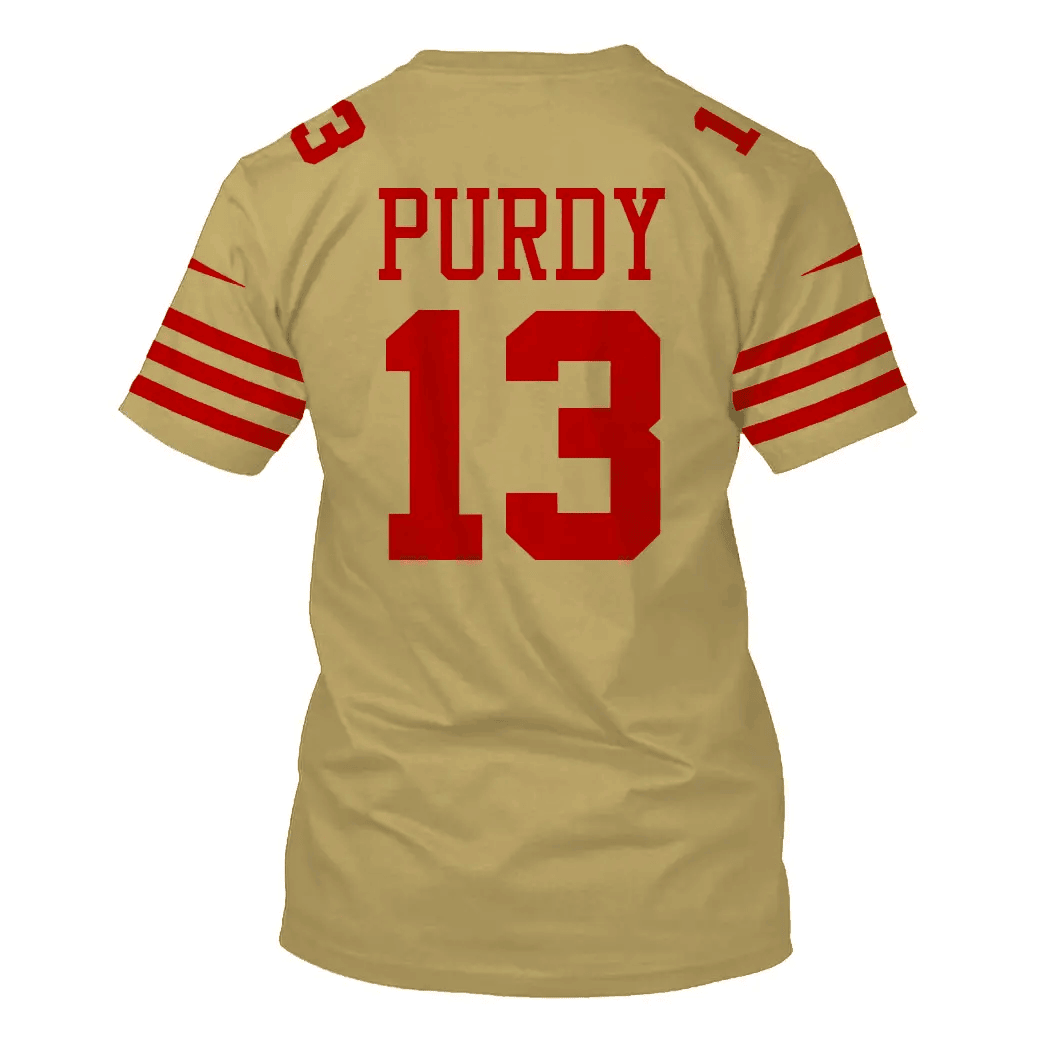 Brock Purdy 13 San Francisco 49ers All Over Print T-shirt - Gold