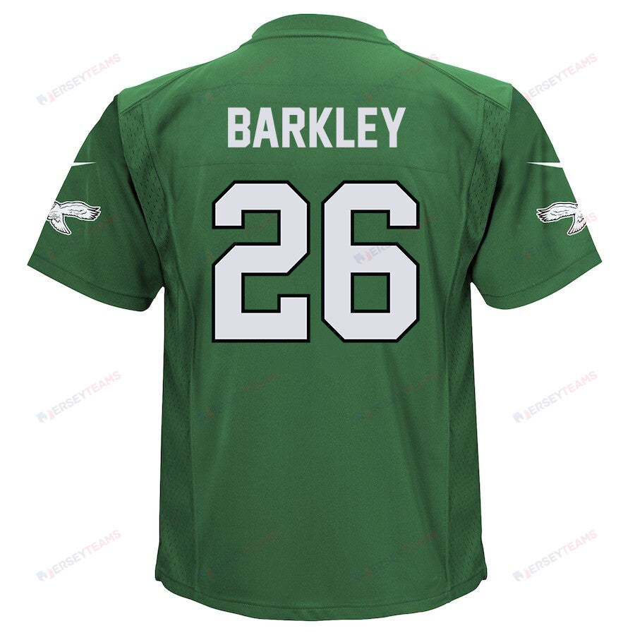 Saquon Barkley 26 Philadelphia Eagles Alternate Game YOUTH Jersey - Kelly Green