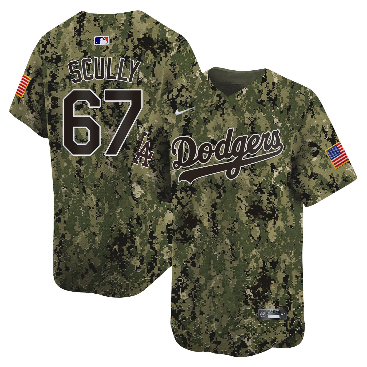 Vin Scully 67 Los Angeles Dodgers USMC Alternate Limited Men Jersey - Woodland