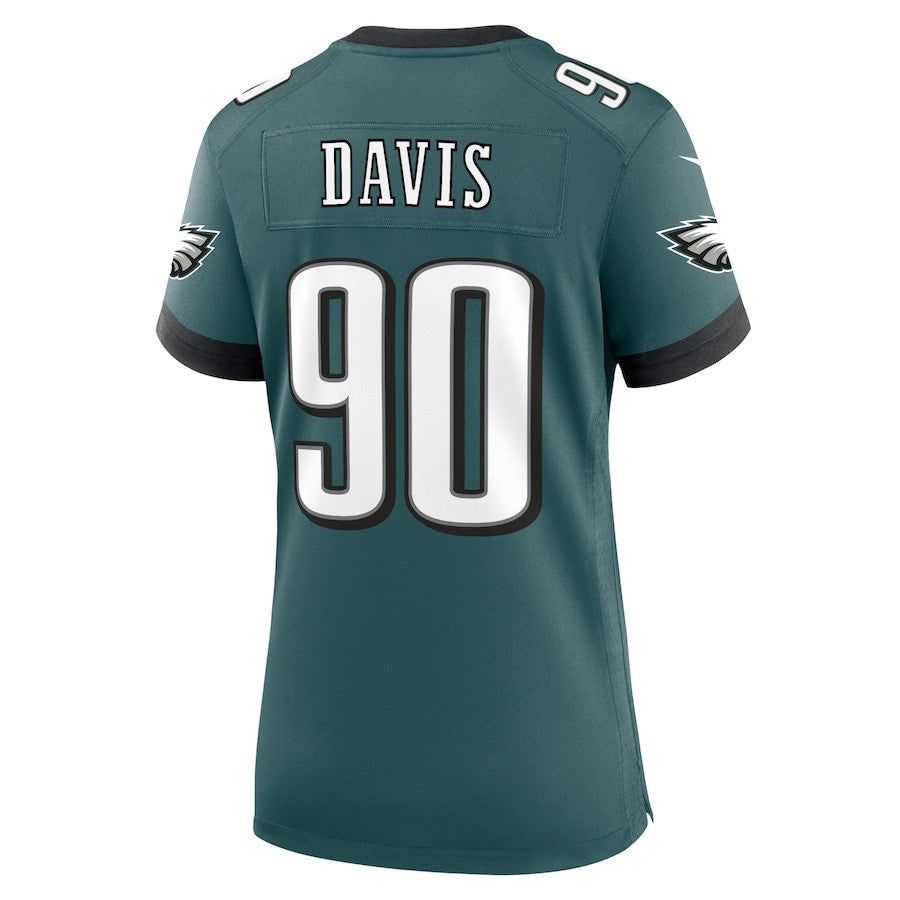 Jordan Davis 90 Philadelphia Eagles Women's Team Game Jersey - Midnight Green