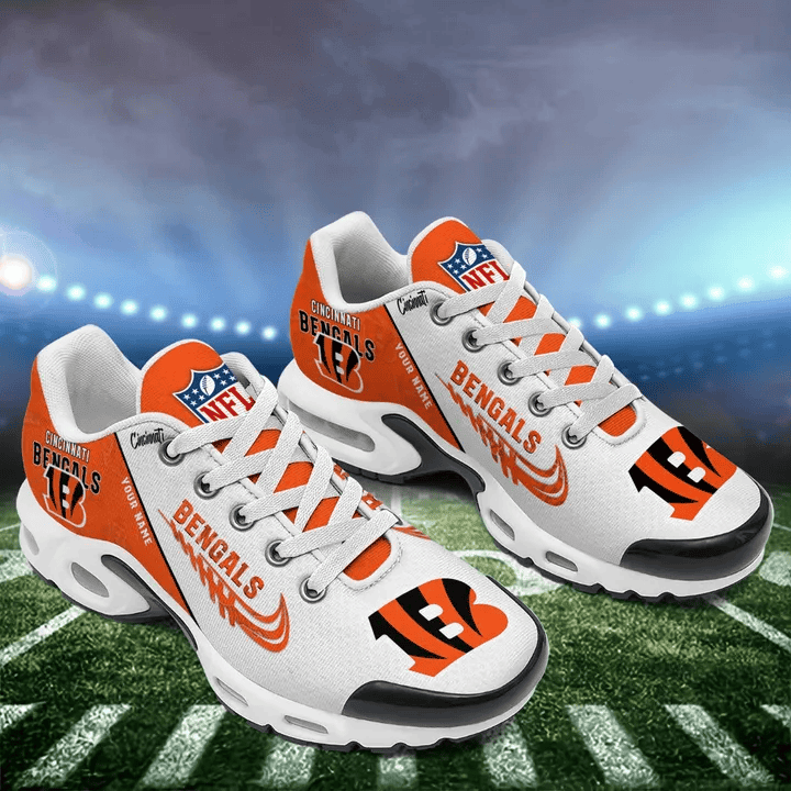 Cincinnati Bengals Custom Name TN Shoes Sneakers For Men And Women - Orange