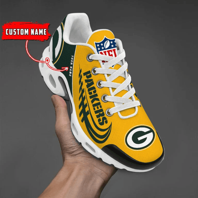 Green Bay Packers Custom Name Air Max Shoes Sneakers For Men And Women - Green/Yellow