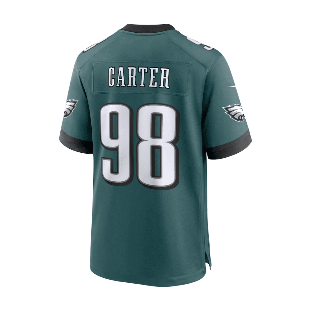 Jalen Carter 98 Philadelphia Eagles 2025 Pro Bowl Patch Game Men Jersey - Midnight Green