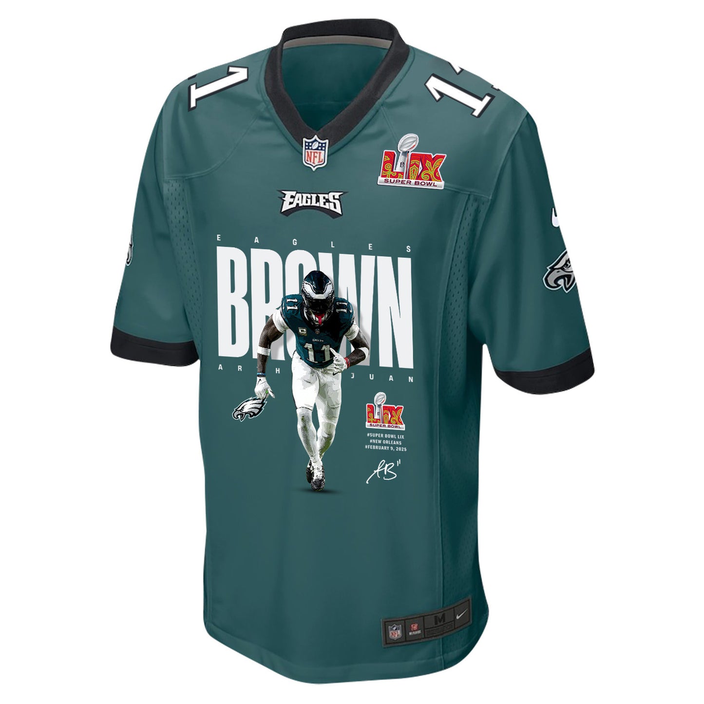 A.J. Brown 11 Philadelphia Eagles 'Brown's Yard Warriors' Game Men Jersey - Midnight Green