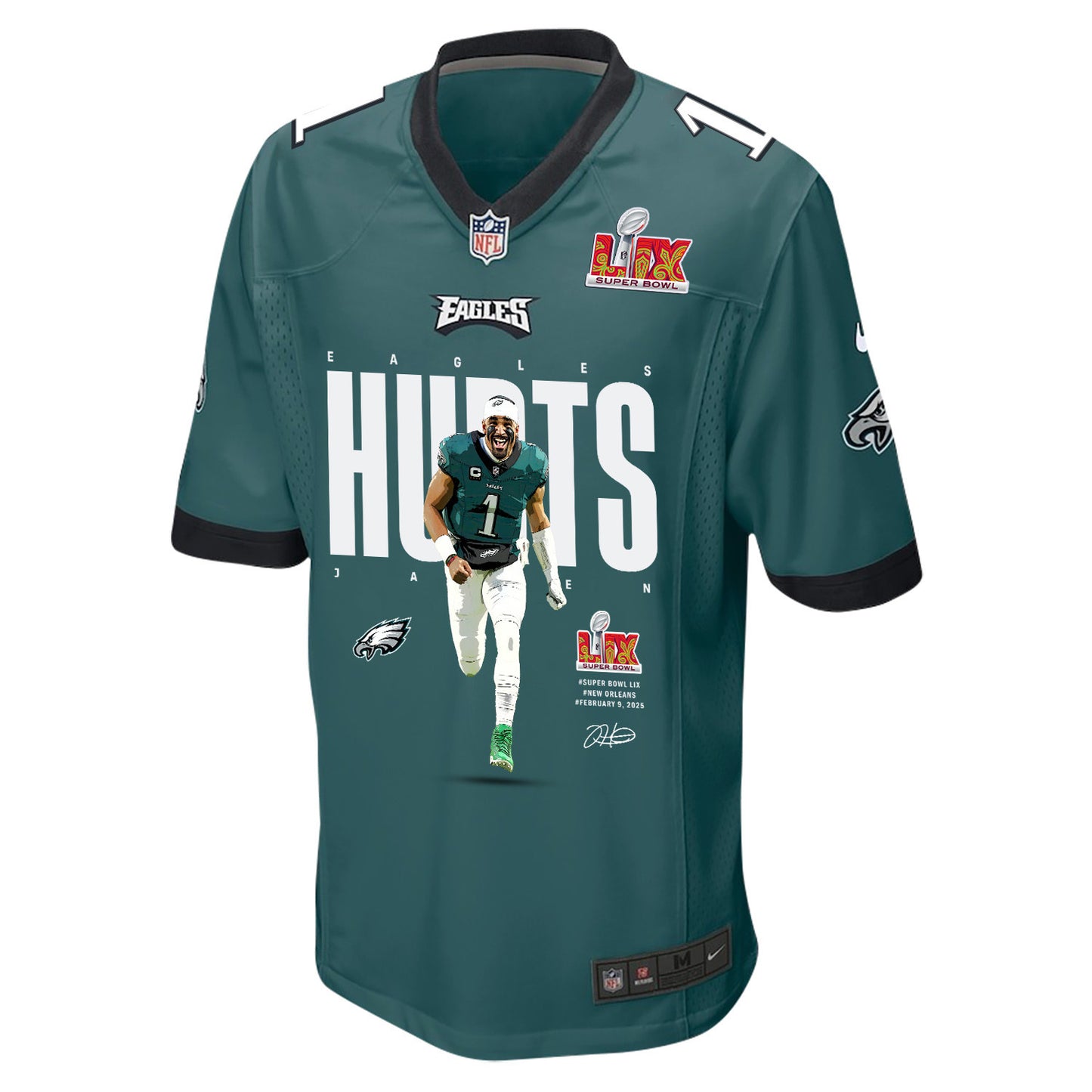 Jalen Hurts 1 Philadelphia Eagles 'The Hurts Locker' Game Men Jersey - Midnight Green