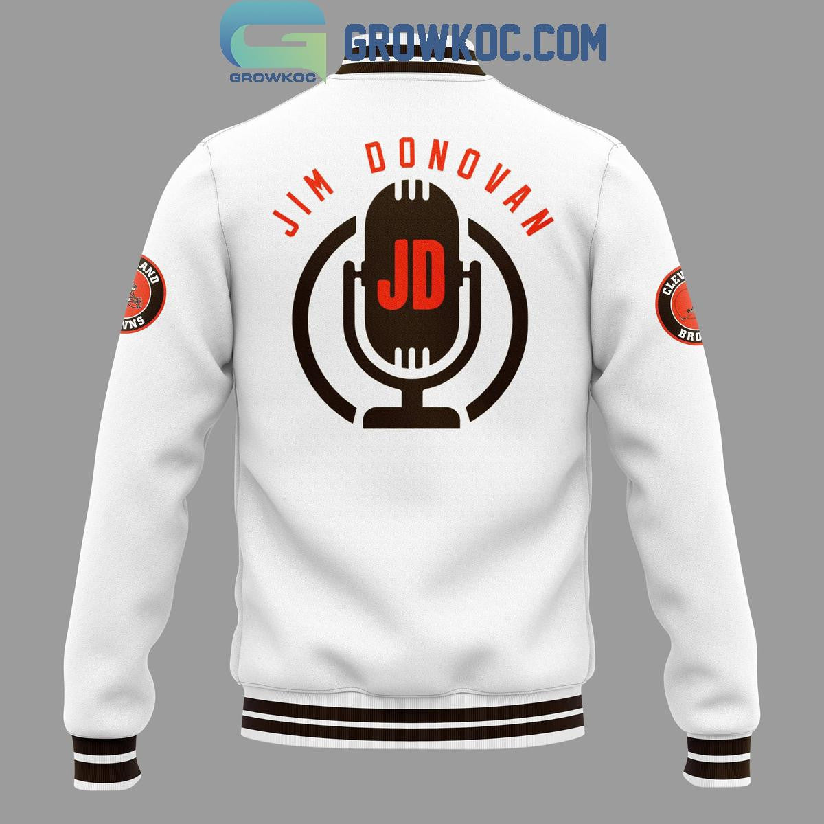 Cleveland Browns Jim Donovan Voice 2024 Baseball Jacket - All Over Printed - White - All-Over-Printed Jacket