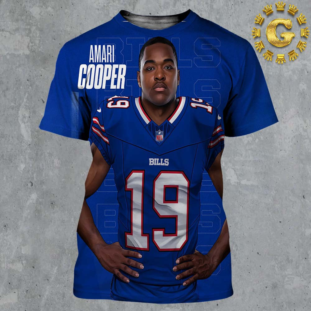 Amari Cooper From Buffalo Bills Number 19 All Over Printed T-Shirt - Blue