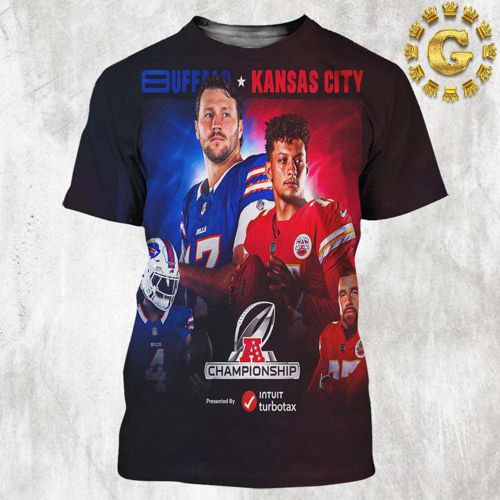 Buffalo Bills Vs Kansas City Chiefs AFC Championship 2025 All Over Printed T-Shirt - Black