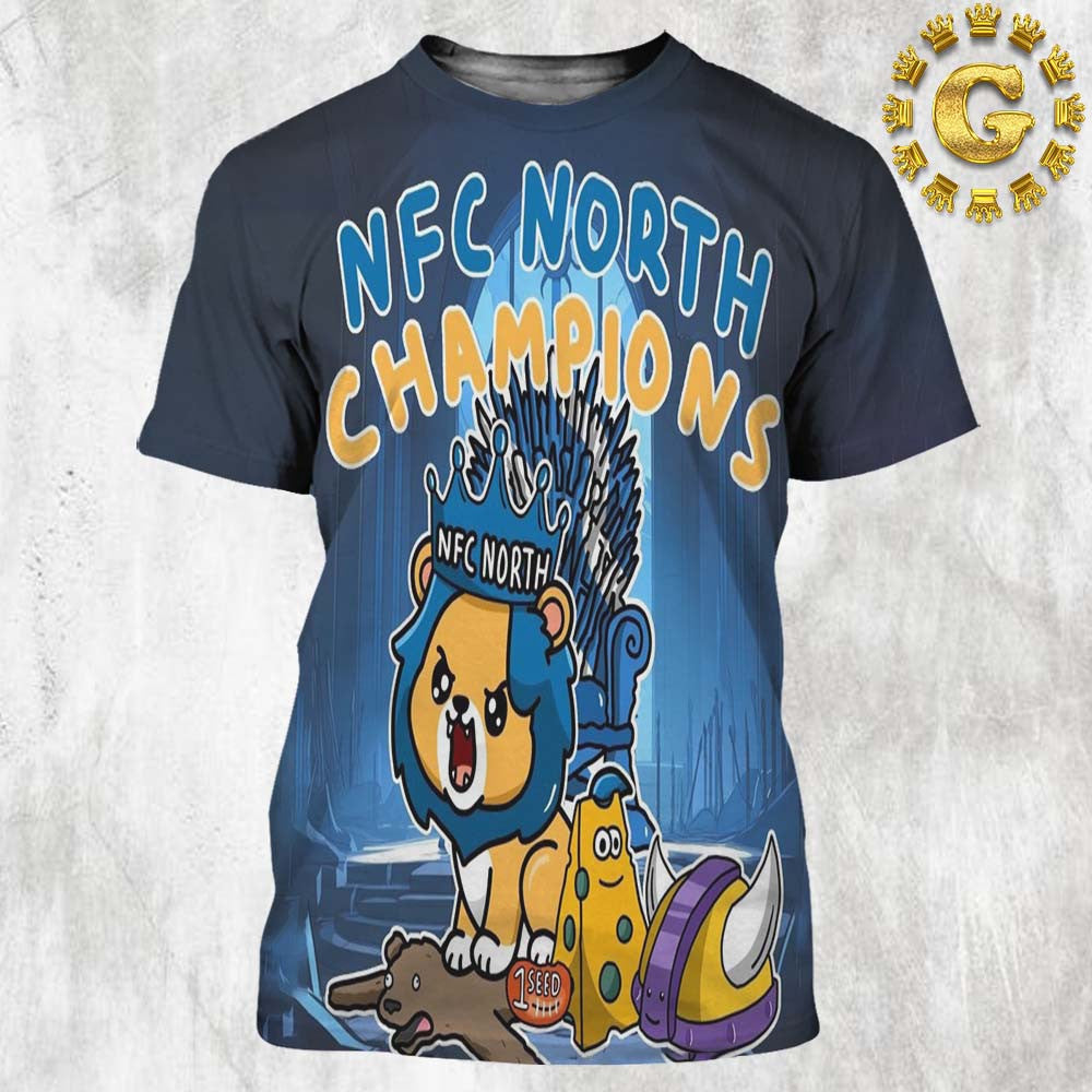 Detroit Lions NFC North Champions NFC Division Champions Picture All Over Printed T-Shirt