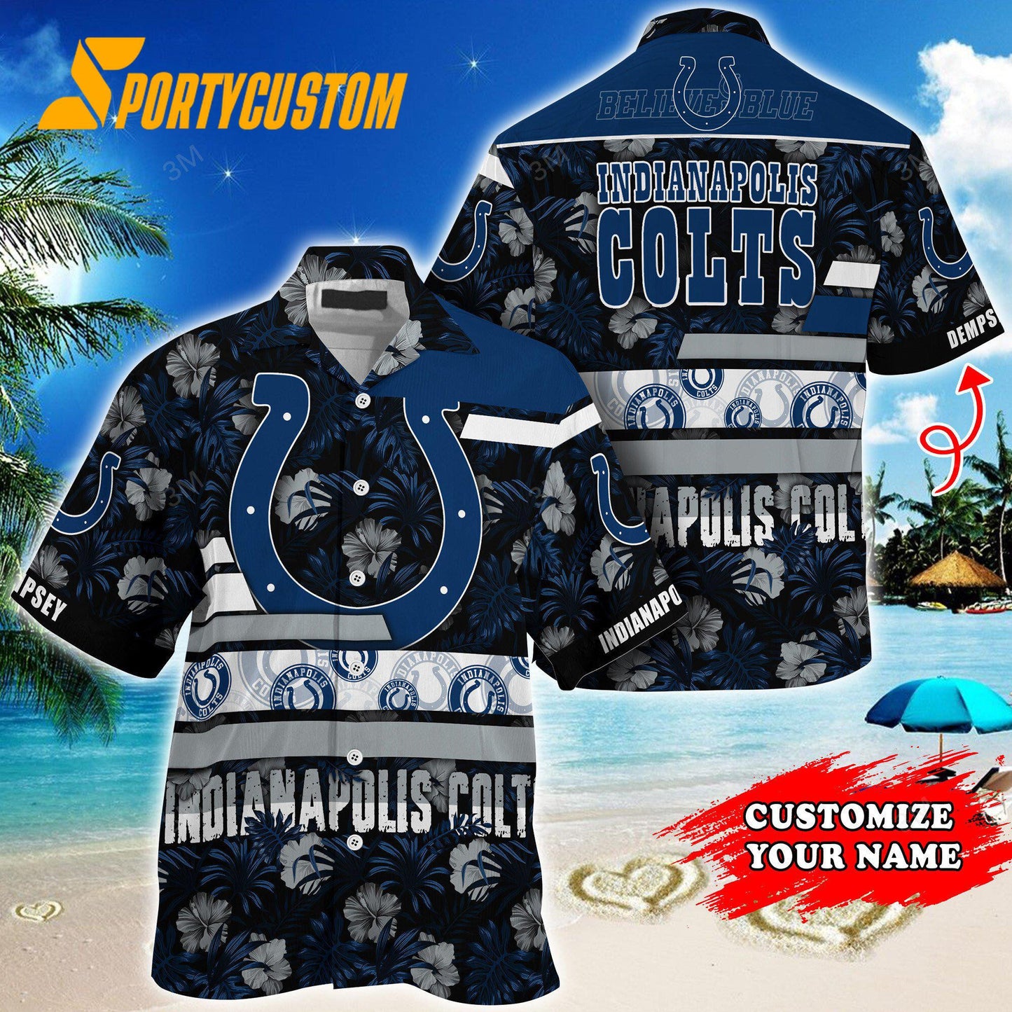 Indianapolis Colts Flower Summer Limited Custom Name Hawaiian Shirt