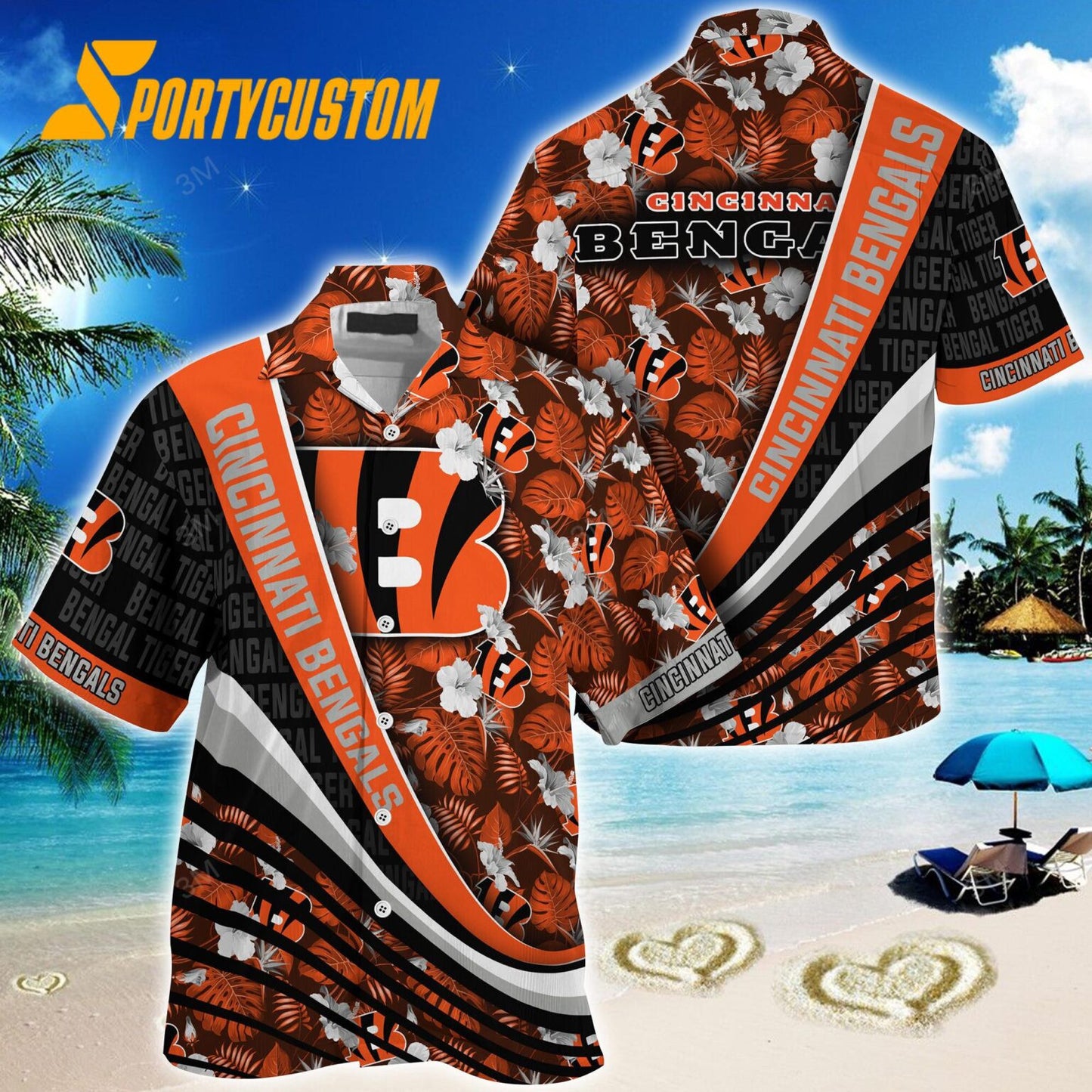 Cincinnati Bengals Summer Hawaiian Shirt With Tropical Flower Pattern