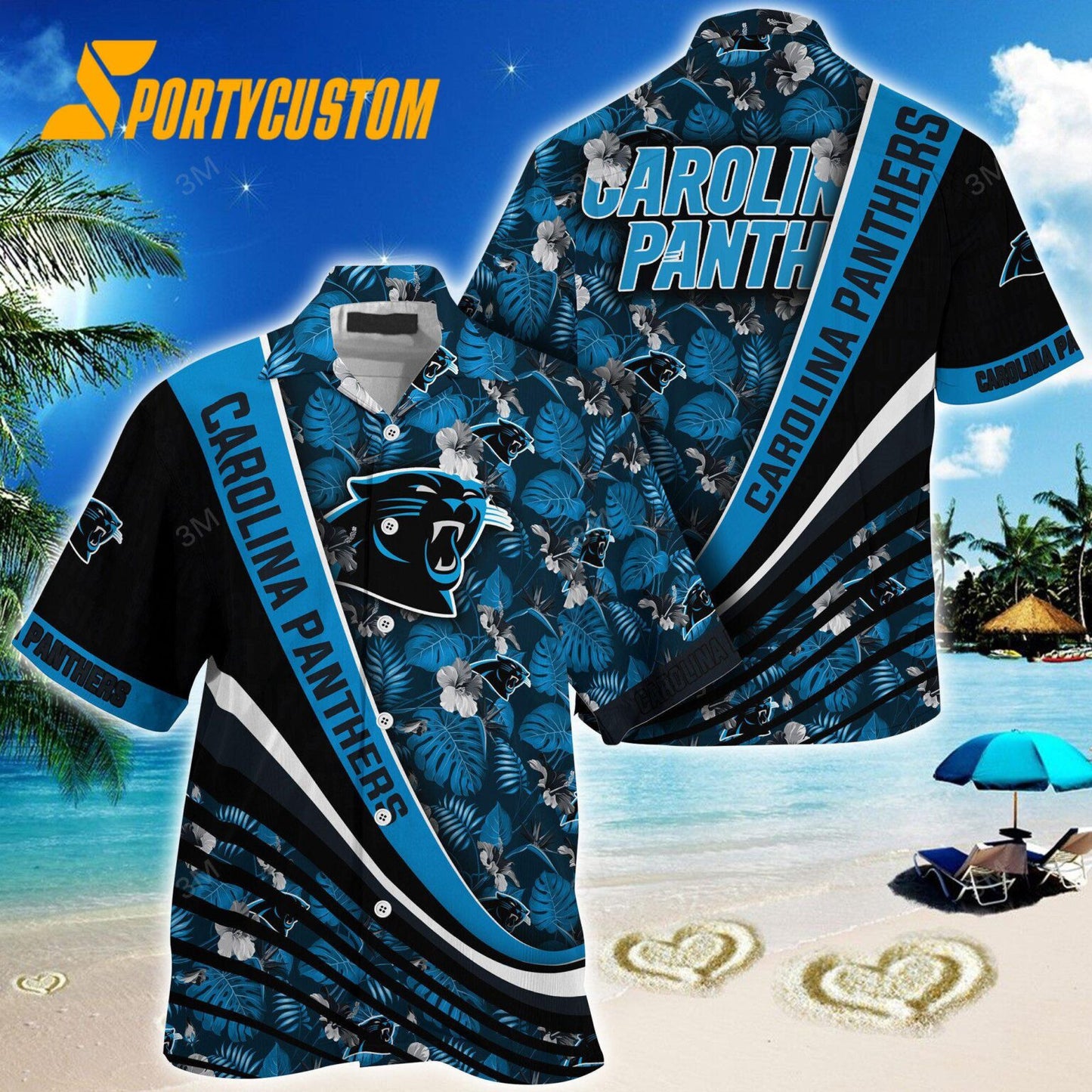 Carolina Panthers Summer Hawaiian Shirt With Tropical Flower Pattern