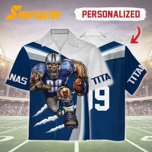 Tennessee Titans Football Team Mascot Custom Name & Number Hawaiian Shirt