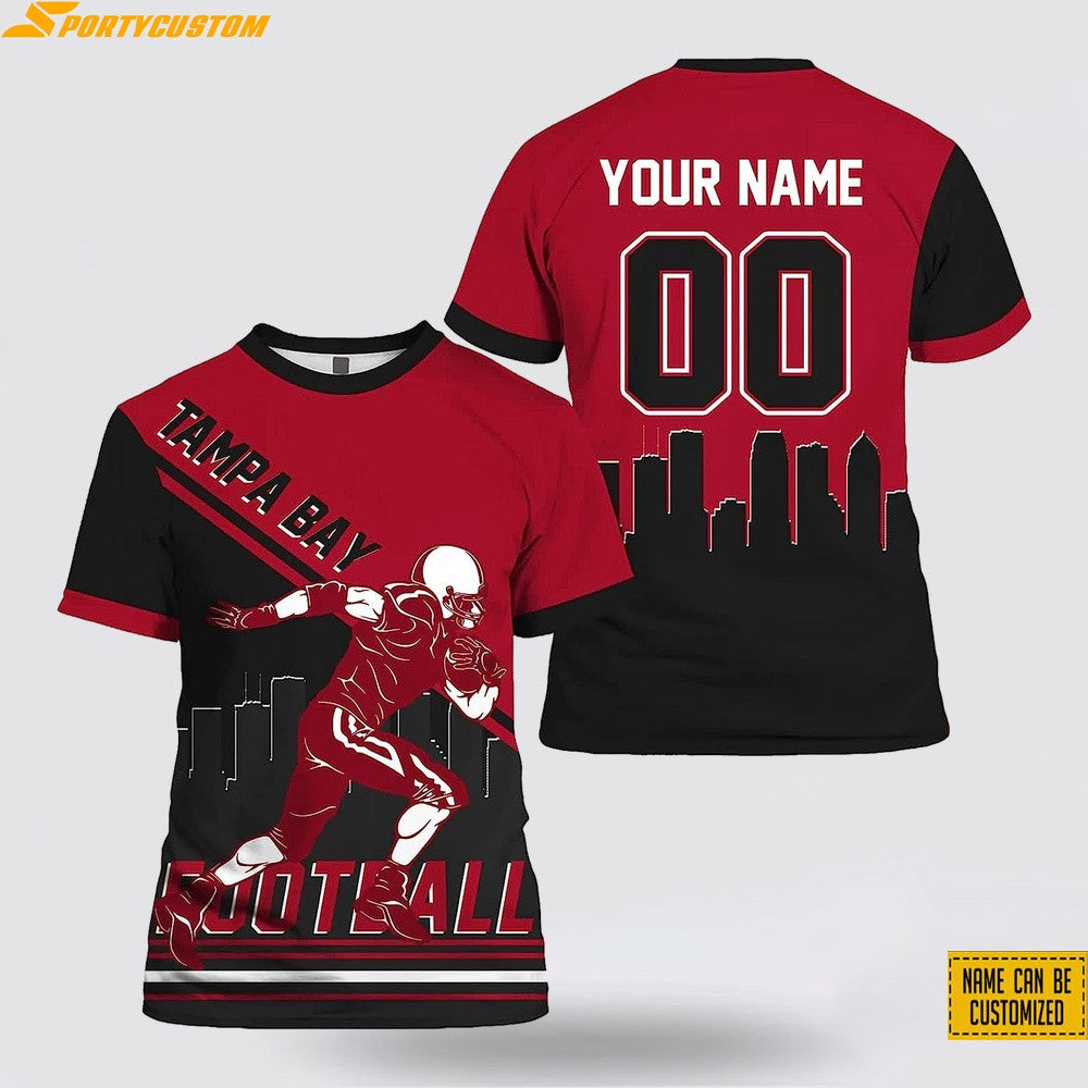 Tampa Bay Buccaneers Player Custom Name & Number All Over Printed T-Shirt - Black/Red