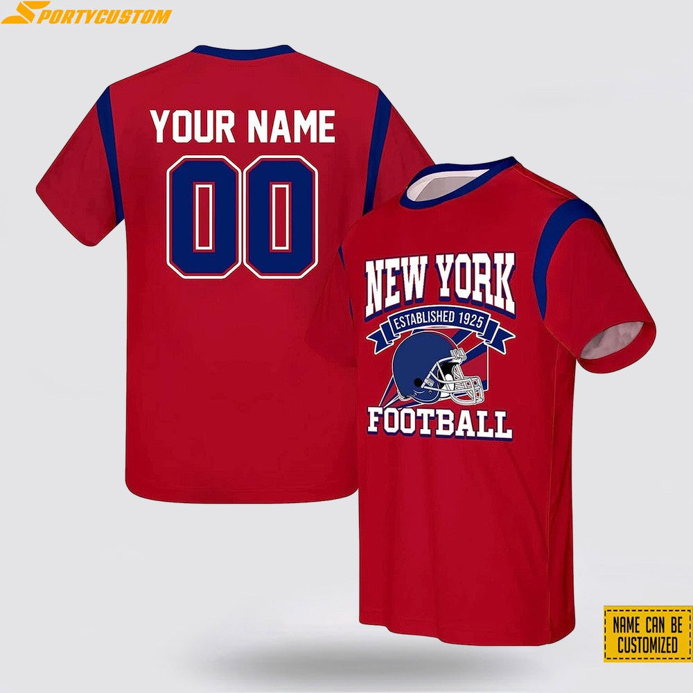 New York Giants Player Custom Name & Number All Over Printed T-Shirt - Red