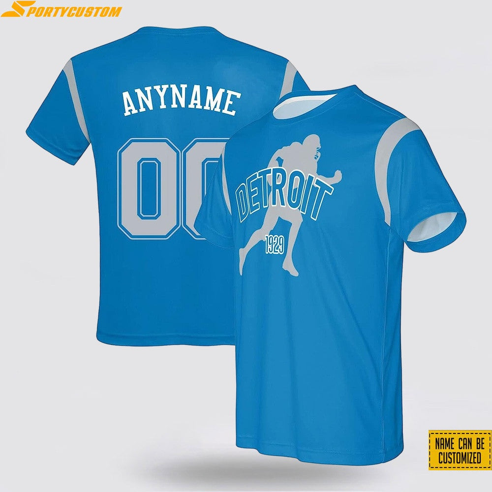 Detroit Lions Player Custom Name & Number All Over Printed T-Shirt - Blue