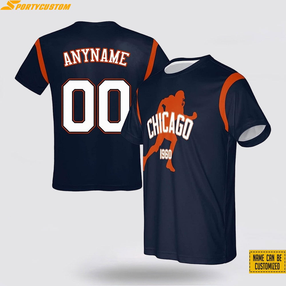 Chicago Bears Player Custom Name & Number All Over Printed T-Shirt - Navy
