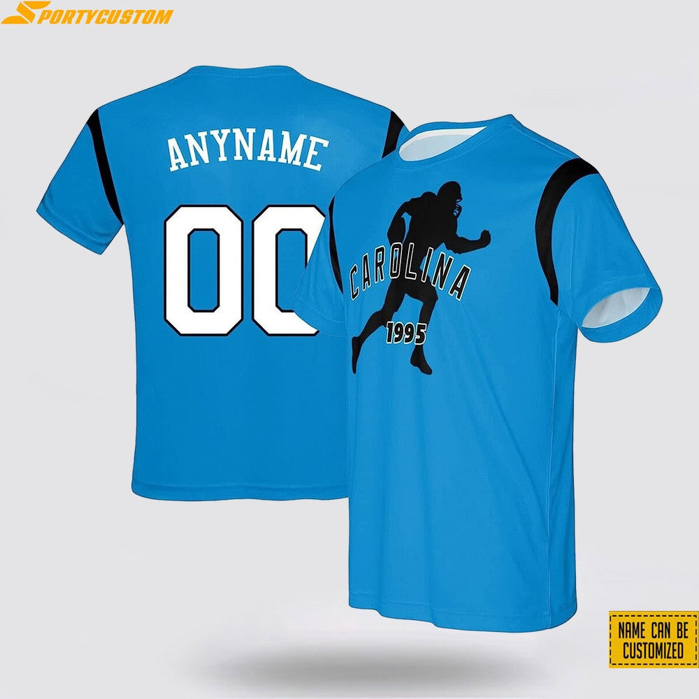 Carolina Panthers Player Custom Name & Number All Over Printed T-Shirt - Blue
