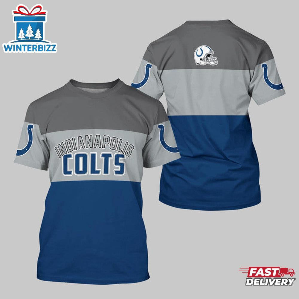 Indianapolis Colts Player Sport All Over Printed T-Shirt - Gray/Blue