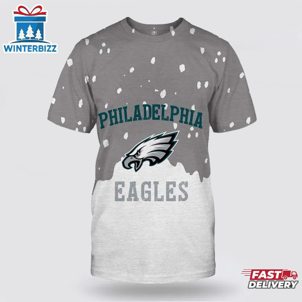 Philadelphia Eagles Snowy All Over Printed T-Shirt - Gray