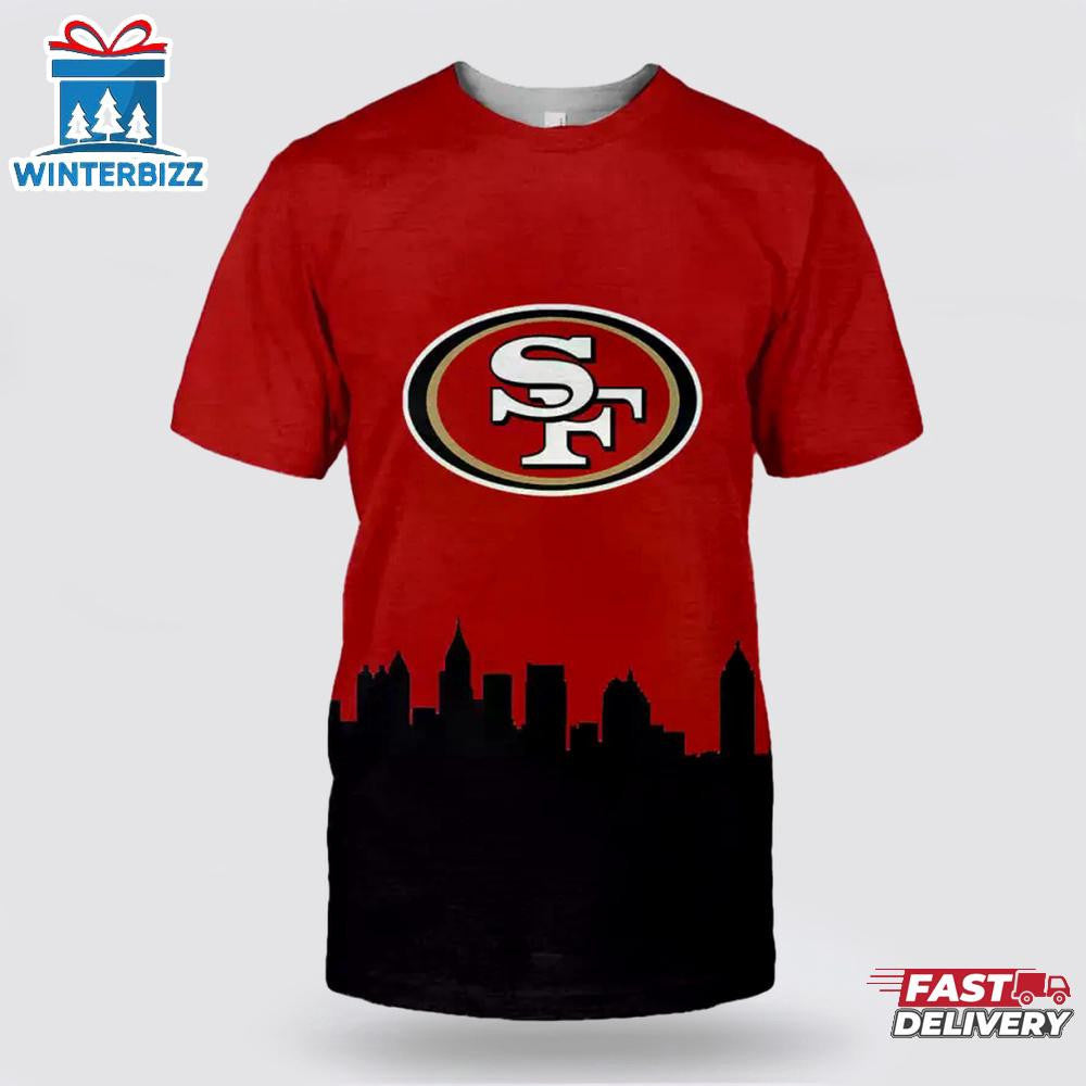 San Francisco 49ers City Modern All Over Printed T-Shirt - Red
