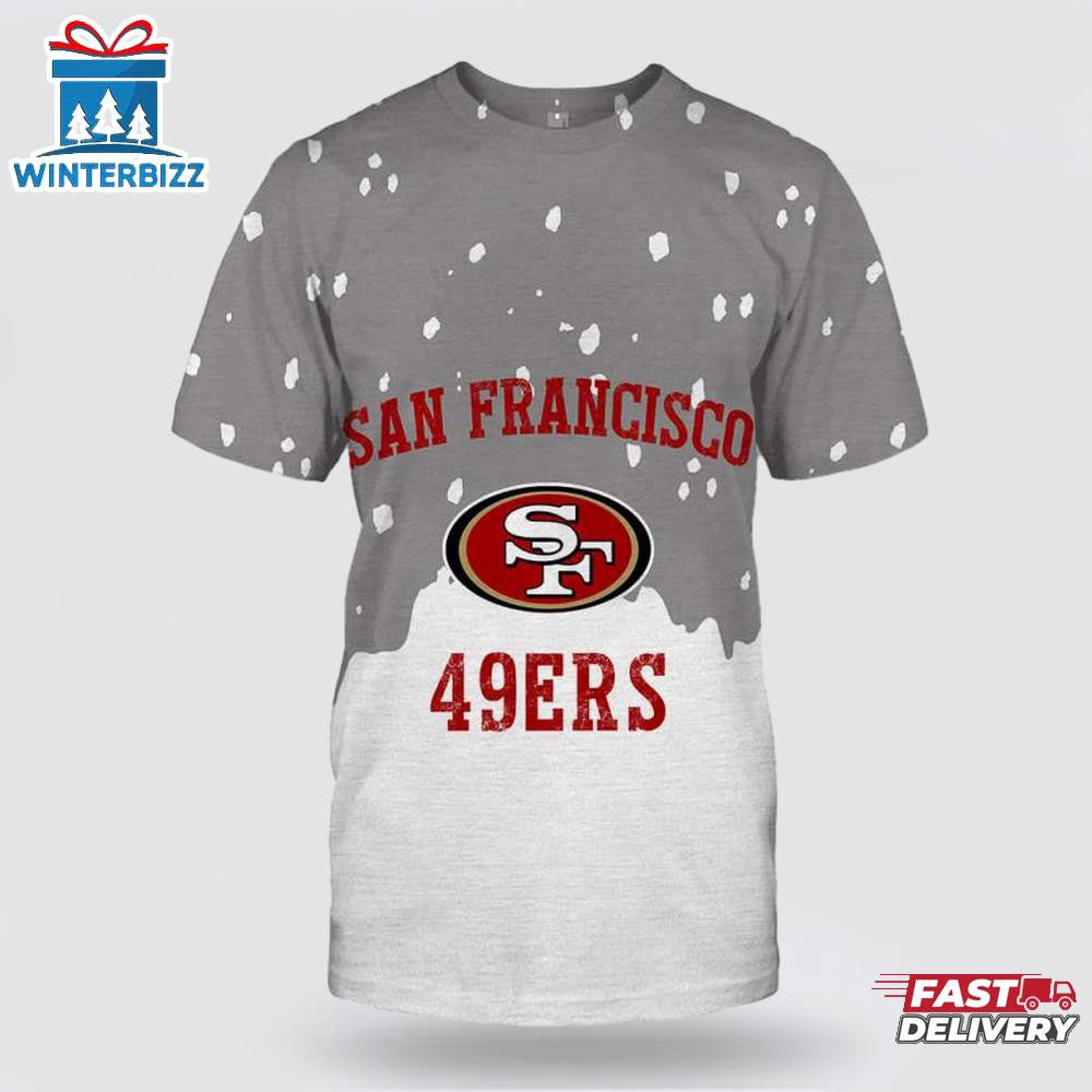 San Francisco 49ers Snowy All Over Printed T-Shirt - Gray