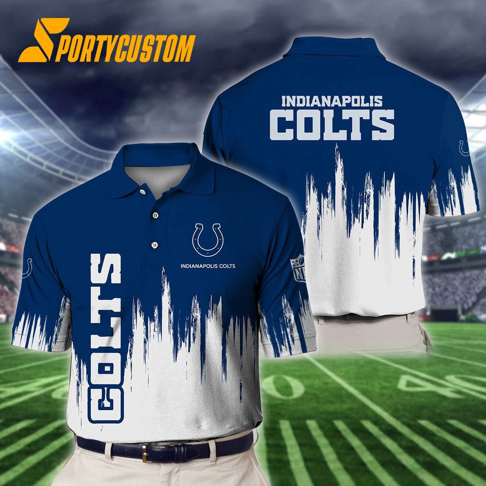 Indianapolis Colts Football Team Logo Design 3D Printed Polo Shirt - Blue