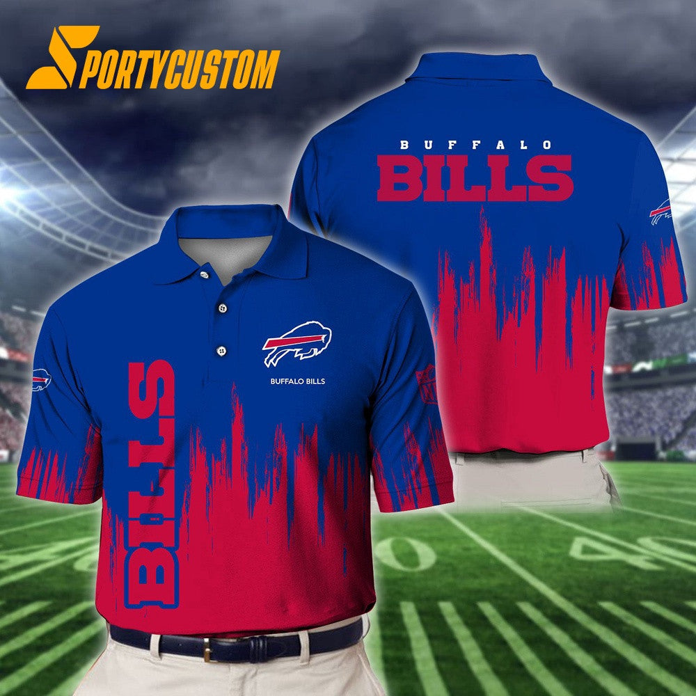 Buffalo Bills Football Team Logo Design 3D Printed Polo Shirt - Blue